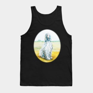 AFGHAN HOUND.  A Regal Blue Afghan Hound with a simple, rural background. Tank Top